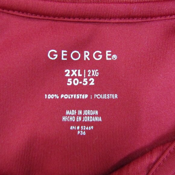 George Mens Polo Shirt Red Stiped Plus Size 2XL Short Sleeve Casual Preppy - Picture 5 of 7